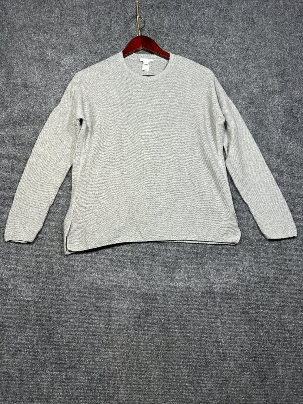 J Jill Sweater Womens XS Gray Cotton Knit Pullover Sweatshirt Split Hem